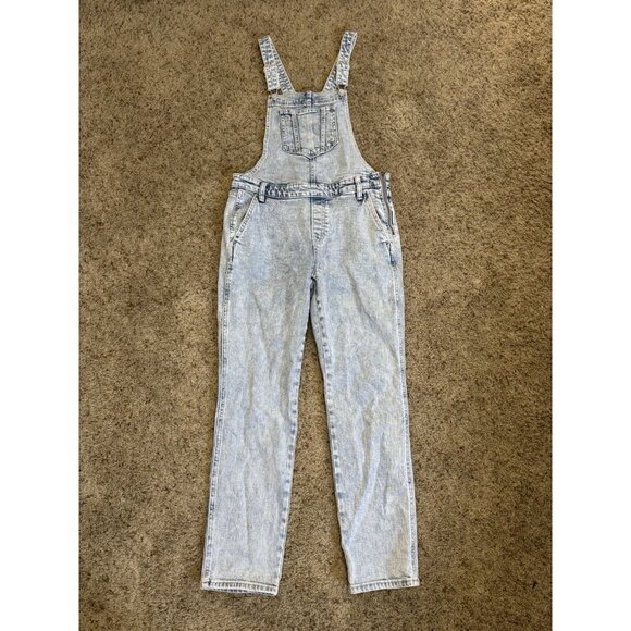 OLD NAVY Denim Acid Wash Overalls Straight Leg Workwear Y2K 90s Retro Casual 6 - Picture 1 of 12